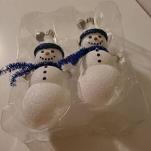 Set of Two Glittery Snowmen